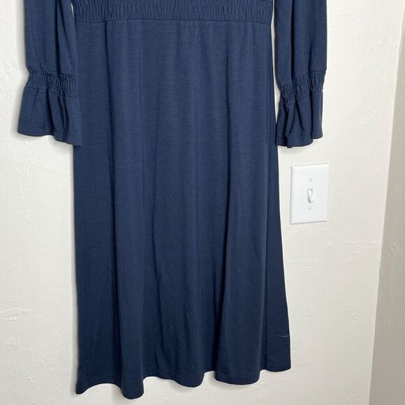 Banana Republic Factory Long Sleeve Navy Dress Elastic Waist Stretch Size Medium - Picture 3 of 8